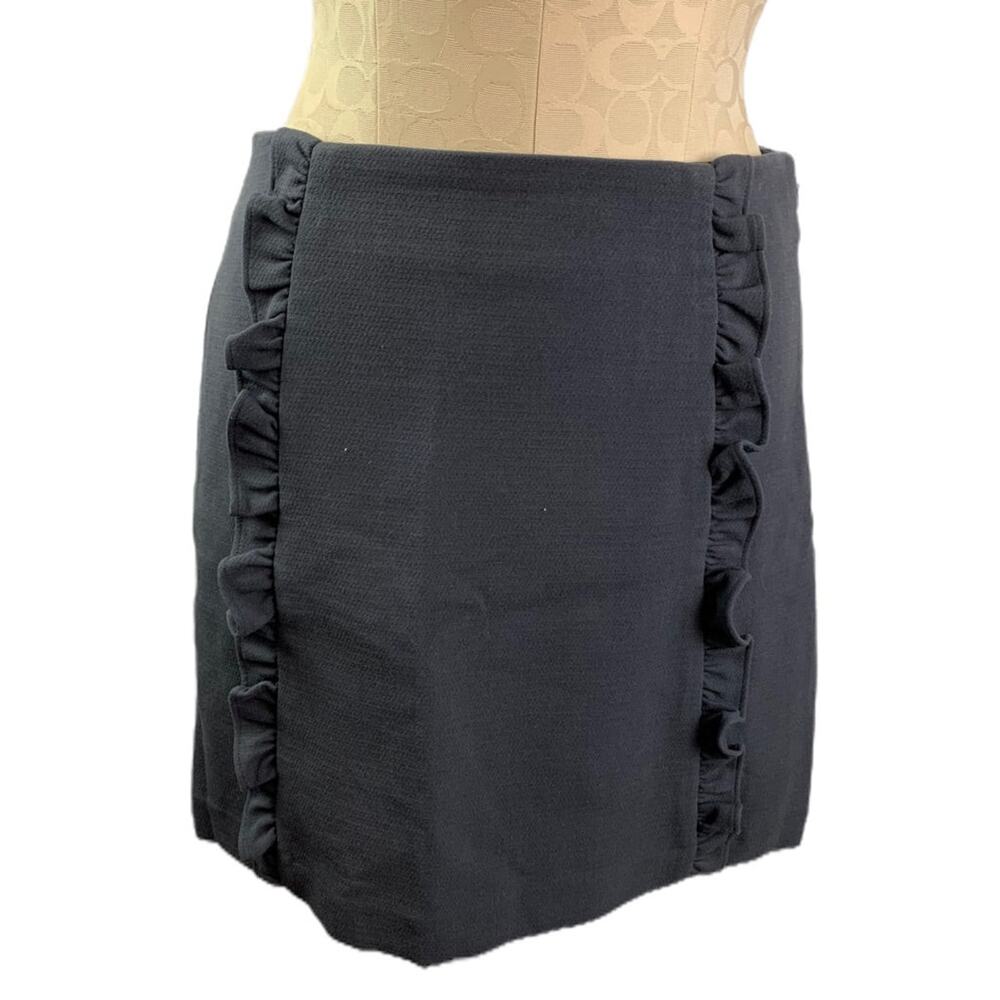 4P LOFT Petites Gray Skirt Ruffle Detail Lined Women's